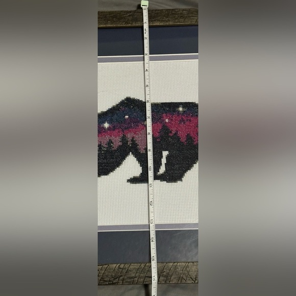 💗Homemade💗 Wall Decor: Framed Bear Cross Stitch Art - Picture 4 of 8